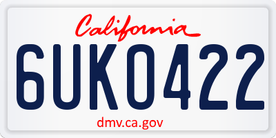 CA license plate 6UKO422