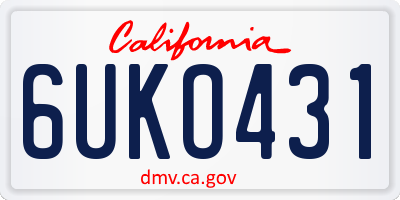 CA license plate 6UKO431