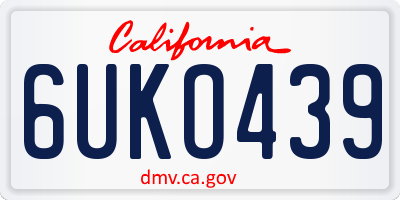 CA license plate 6UKO439