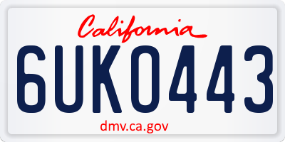 CA license plate 6UKO443