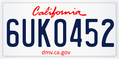 CA license plate 6UKO452