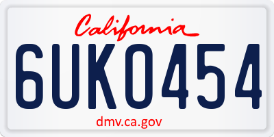CA license plate 6UKO454