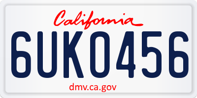 CA license plate 6UKO456