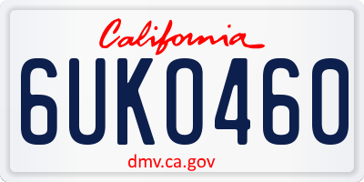 CA license plate 6UKO460
