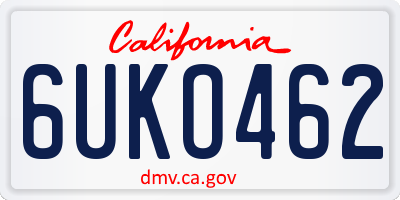 CA license plate 6UKO462