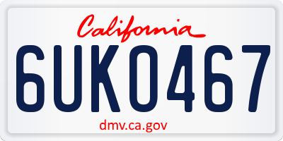 CA license plate 6UKO467