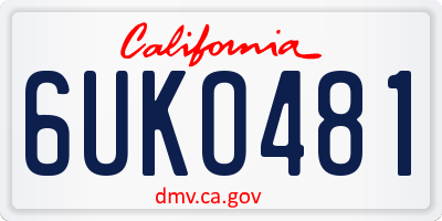 CA license plate 6UKO481