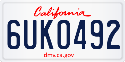 CA license plate 6UKO492