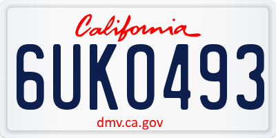 CA license plate 6UKO493
