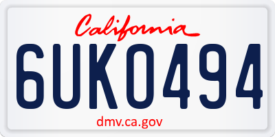 CA license plate 6UKO494