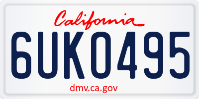 CA license plate 6UKO495