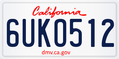 CA license plate 6UKO512