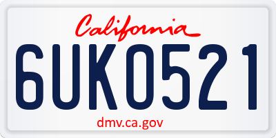 CA license plate 6UKO521