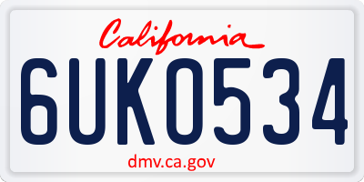 CA license plate 6UKO534