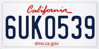 CA license plate 6UKO539
