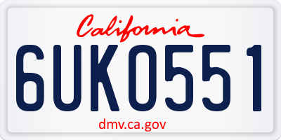CA license plate 6UKO551