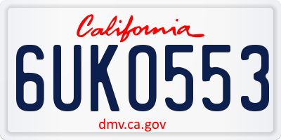 CA license plate 6UKO553