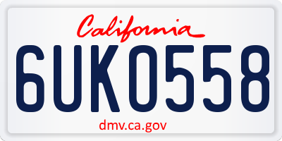 CA license plate 6UKO558