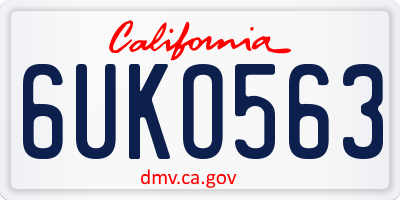 CA license plate 6UKO563