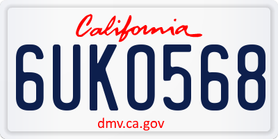 CA license plate 6UKO568