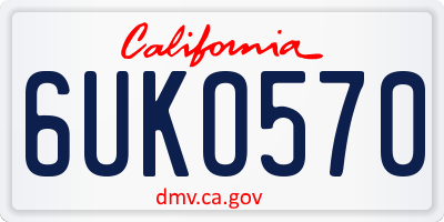 CA license plate 6UKO570