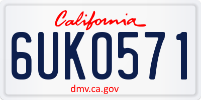 CA license plate 6UKO571