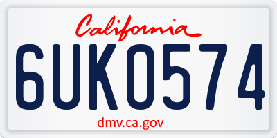 CA license plate 6UKO574