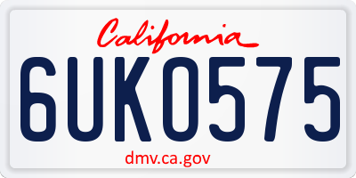 CA license plate 6UKO575