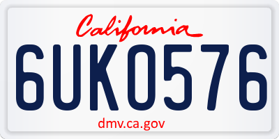 CA license plate 6UKO576
