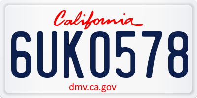 CA license plate 6UKO578