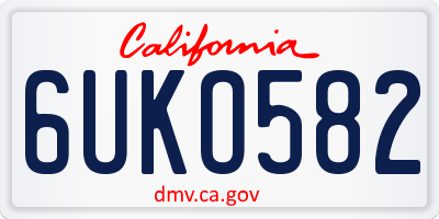 CA license plate 6UKO582