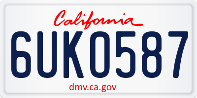CA license plate 6UKO587