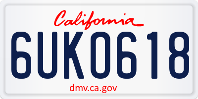 CA license plate 6UKO618