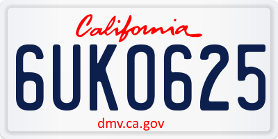 CA license plate 6UKO625