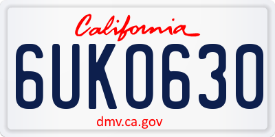 CA license plate 6UKO630