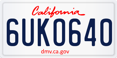CA license plate 6UKO640