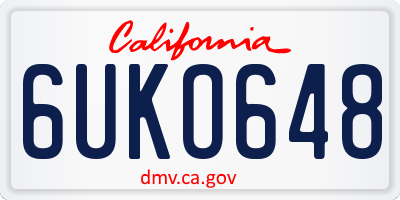 CA license plate 6UKO648