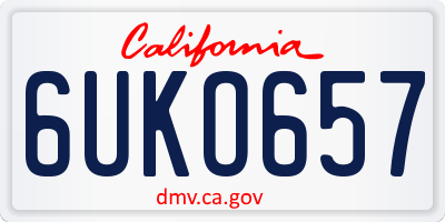 CA license plate 6UKO657