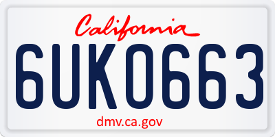 CA license plate 6UKO663
