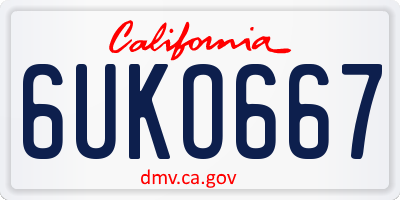CA license plate 6UKO667