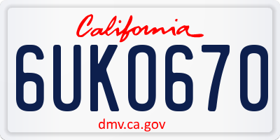 CA license plate 6UKO670