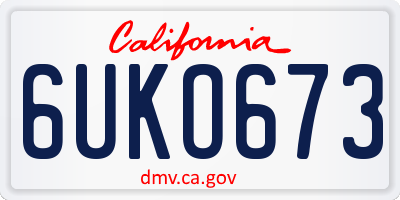 CA license plate 6UKO673