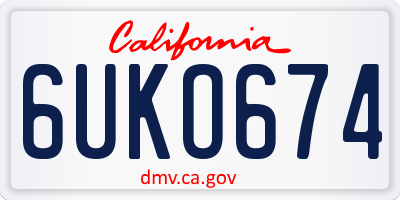CA license plate 6UKO674