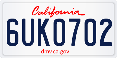 CA license plate 6UKO702