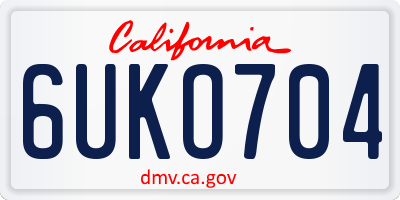 CA license plate 6UKO704