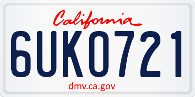 CA license plate 6UKO721