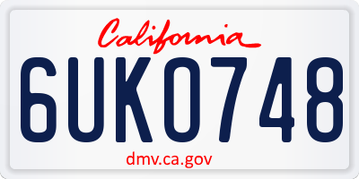CA license plate 6UKO748