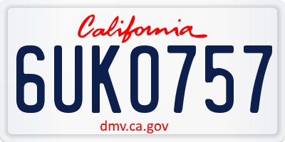 CA license plate 6UKO757