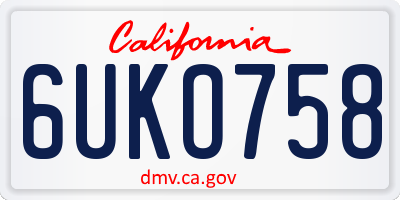 CA license plate 6UKO758