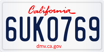 CA license plate 6UKO769